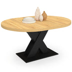 Table à manger ronde extensible ALICIA 4-8 personnes bois et noir 110 - 150 cm