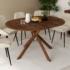 Table à manger ronde extensible ALIX 4-8 personnes pied araignée noyer 110-150 cm