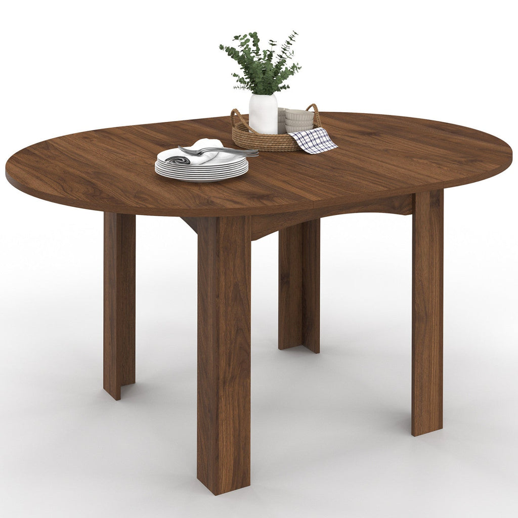 Table de salle à manger ronde extensible DONA 4-8 personnes noyer 110-150 cm