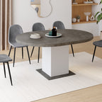 Table à manger extensible ronde EDEN 4-8 personnes béton et blanc 120-160 cm