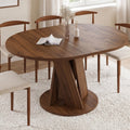 Table à manger ronde extensible JASMINE 4-8 personnes, pied central, noyer, 110-150 cm