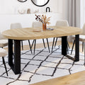 Table à manger ronde extensible PHOENIX 4-10 personnes bois et noir 110-200 cm