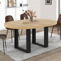 Table à manger ronde extensible PHOENIX 4-6 personnes bois et noir 110-150 cm