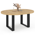 Table à manger ronde extensible PHOENIX 4-6 personnes bois et noir 110-150 cm
