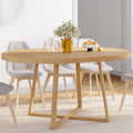 Table à manger extensible ronde SELMA 4-8 personnes bois effet hêtre 110-150 cm