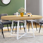 Table à manger ronde extensible SELMA 4-8 personnes bois et blanc 110-150 cm
