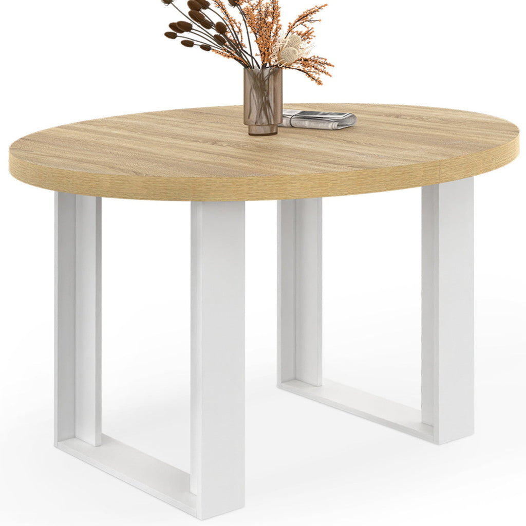 Table de salle à manger fixe ronde PHOENIX 4 personnes bois et blanc 110 cm