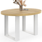 Table de salle à manger fixe ronde PHOENIX 4 personnes bois et blanc 110 cm