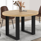Table à manger fixe ronde PHOENIX 4 personnes bois et noir 110 cm