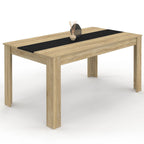 Table à manger rectangulaire GEORGIA 8 personnes imitation hêtre et noire 160 x 80 cm
