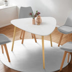 Table à manger GAIA 4 personnes plateau blanc pieds bois 110 cm