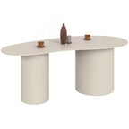 Table de salle à manger ovale organique ORPHEA 8 personnes 2 pieds cylindriques beige 200 cm