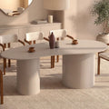 Table de salle à manger ovale organique ORPHEA 8 personnes 2 pieds cylindriques beige 200 cm