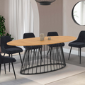 Table à manger ovale YUNA 10 personnes, plateau en bois et piètement filaire en métal noir, 200 cm