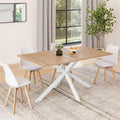 Table à manger rectangulaire ALIX 8 personnes pied araignée bois et blanc 160 cm