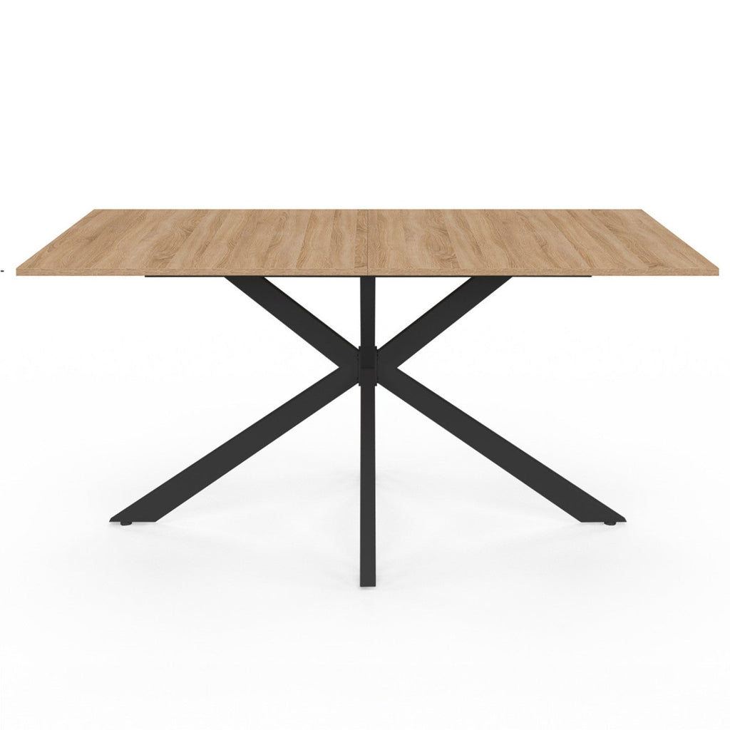 Table à manger rectangulaire ALIX 8 personnes, pied araignée bois et noir, 160 cm