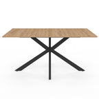 Table à manger rectangulaire ALIX 8 personnes, pied araignée bois et noir, 160 cm