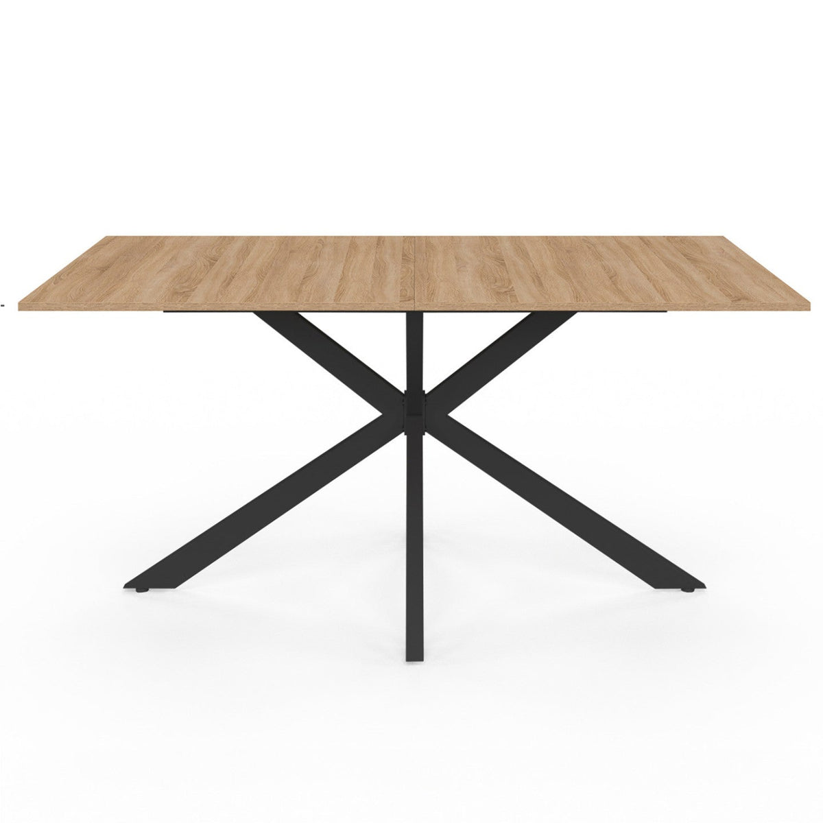 Table à manger rectangulaire ALIX 8 personnes, pied araignée bois et noir, 160 cm
