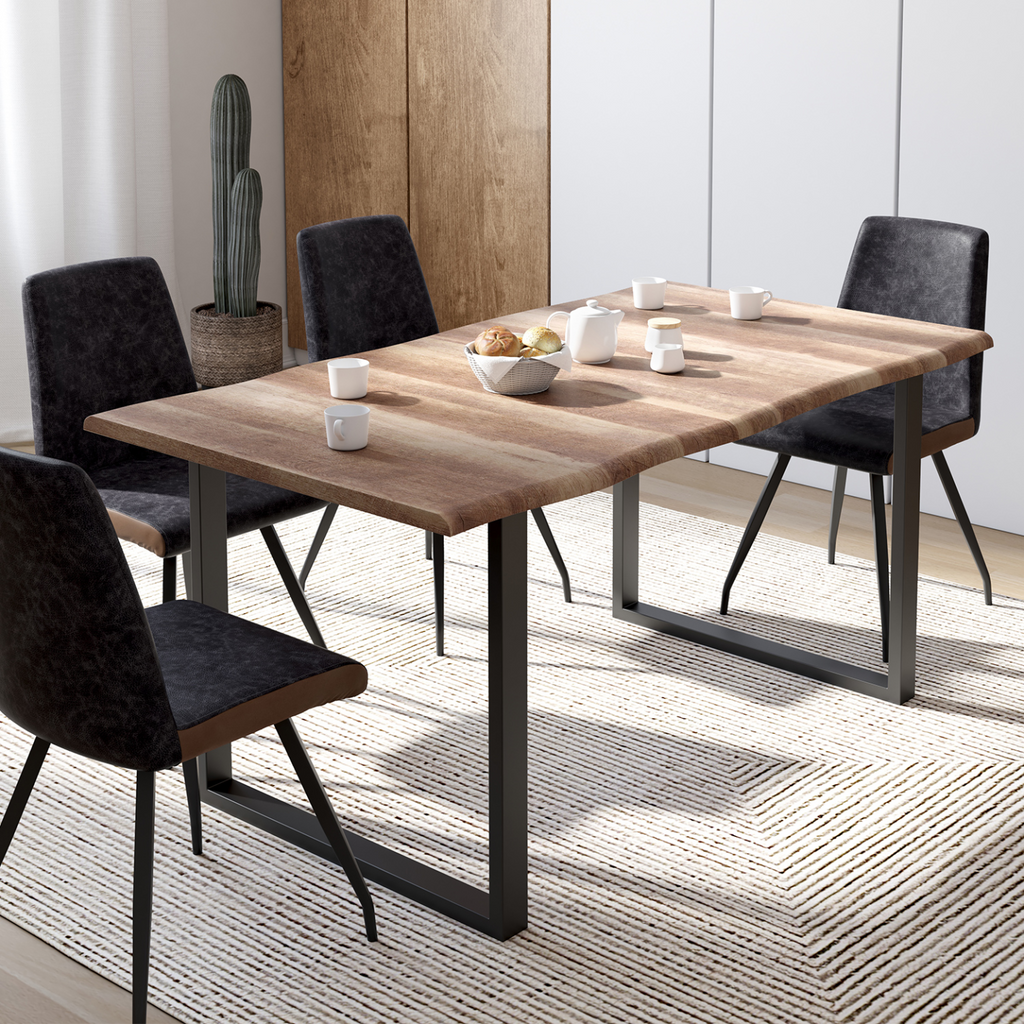 Table à manger rectangulaire DAKOTA 6 personnes, pieds en U, style industriel, 160 cm