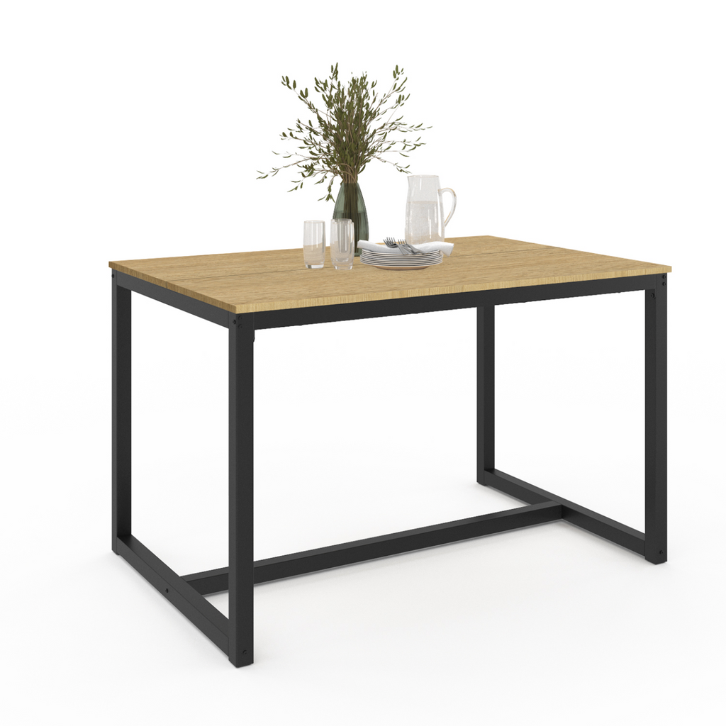 Table à manger rectangulaire DETROIT 6 personnes design industriel 120 cm
