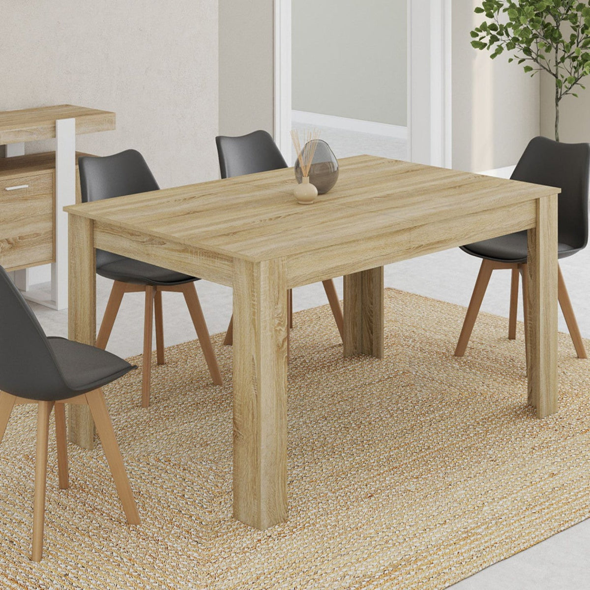 Table de salle à manger rectangulaire GEORGIA 6 personnes imitation hêtre 140 x 80 cm