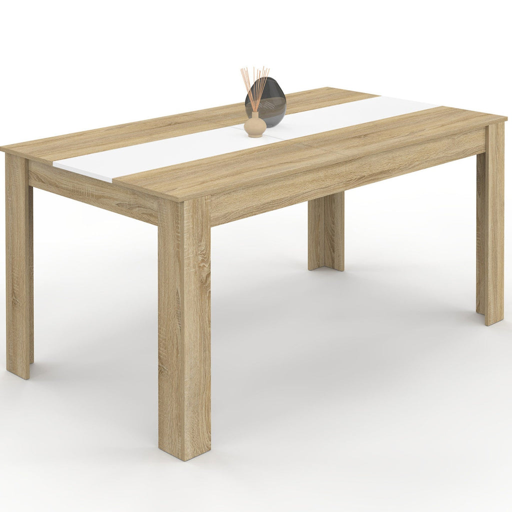 Table de salle à manger rectangulaire GEORGIA pour 8 personnes, imitation hêtre et blanc, 160 x 80 cm