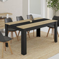 Table à manger rectangulaire GEORGIA 8 personnes, noire et imitation hêtre, 160 x 80 cm