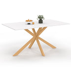 Table à manger rectangulaire ALIX 8 personnes pied araignée en bois et plateau blanc GISELE 160 cm