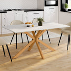 Table à manger rectangulaire ALIX 8 personnes pied araignée en bois et plateau blanc GISELE 160 cm