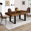 Table à manger rectangulaire PHOENIX 6 personnes bois effet vieilli et noir 160 cm