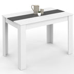 Table à manger rectangulaire ROZY 4 personnes blanche et grise 110 cm