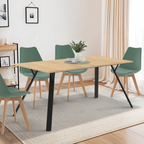 Table à manger rectangulaire YSEULT 8 personnes bois et noir design industriel 160 cm