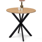 Table à manger ronde ALIX 4 personnes pied araignée bois et noir 80 cm