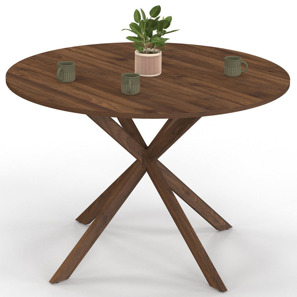 Table à manger ronde ALIX 6 personnes pied araignée noyer 110 cm
