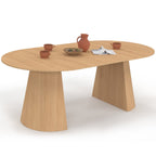 Table à manger ronde extensible ANGELE 4-10 personnes effet bois de hêtre 110-200 cm