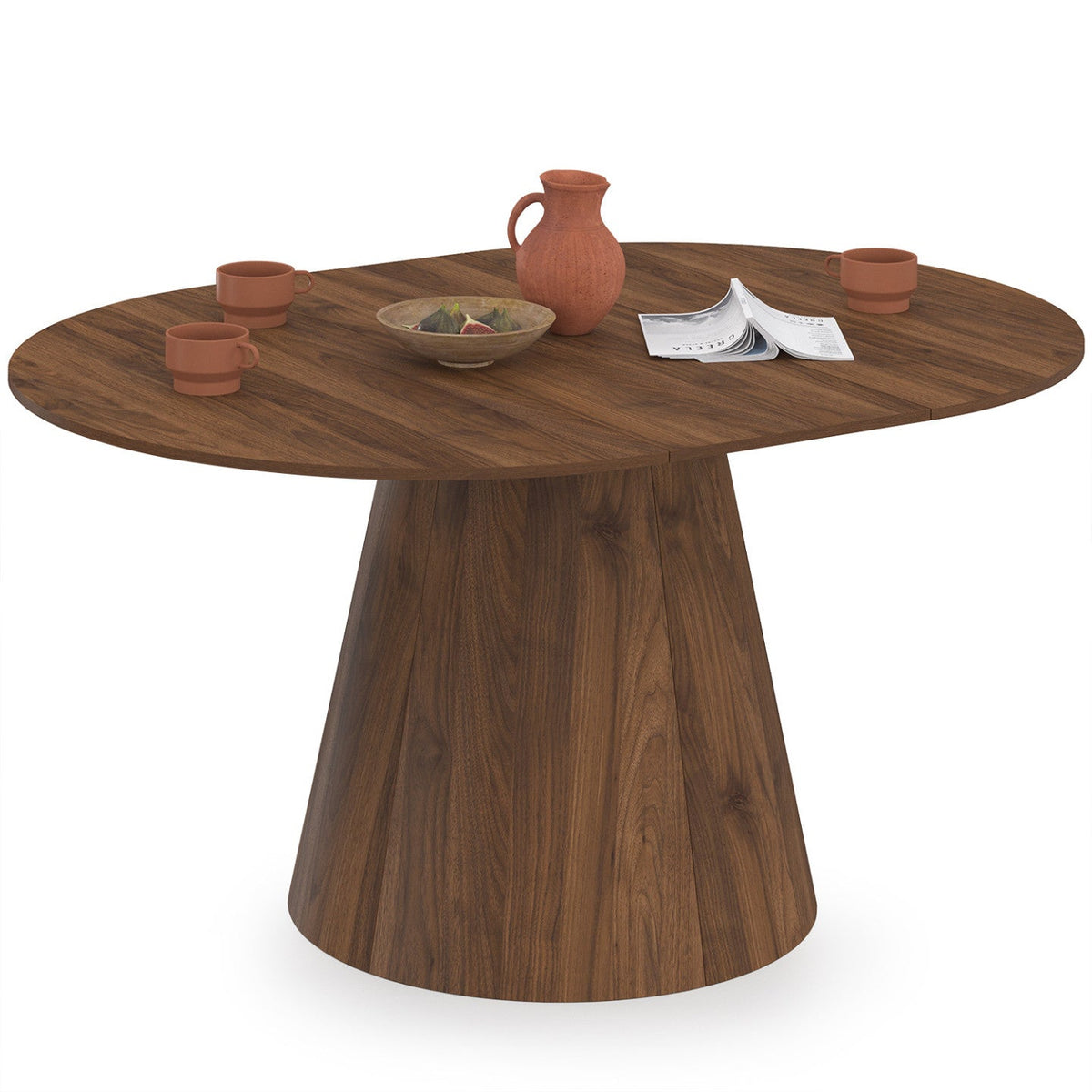 Table à manger ronde extensible ANGELE 4-8 personnes noyer 110-150 cm