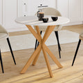 Table à manger ronde ALIX 4 personnes pied araignée bois et plateau blanc GISELE 80 cm