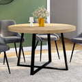 Table à manger fixe ronde SELMA 4-6 personnes bois et noir 110 cm