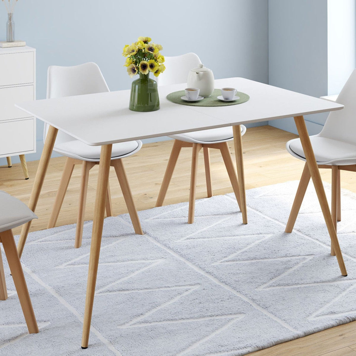 Table à manger rectangulaire scandinave SARA 6 personnes blanche 120 cm