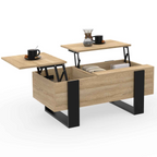 Table basse PHOENIX 2 plateaux relevables bois et noir