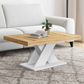 Table basse ALICIA plateau bois et pied en X blanc