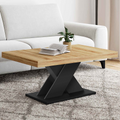 Table basse ALICIA plateau bois et pied en X noir