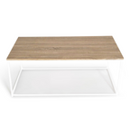 Table basse rectangulaire DETROIT 113 cm design industriel bois et métal blanc