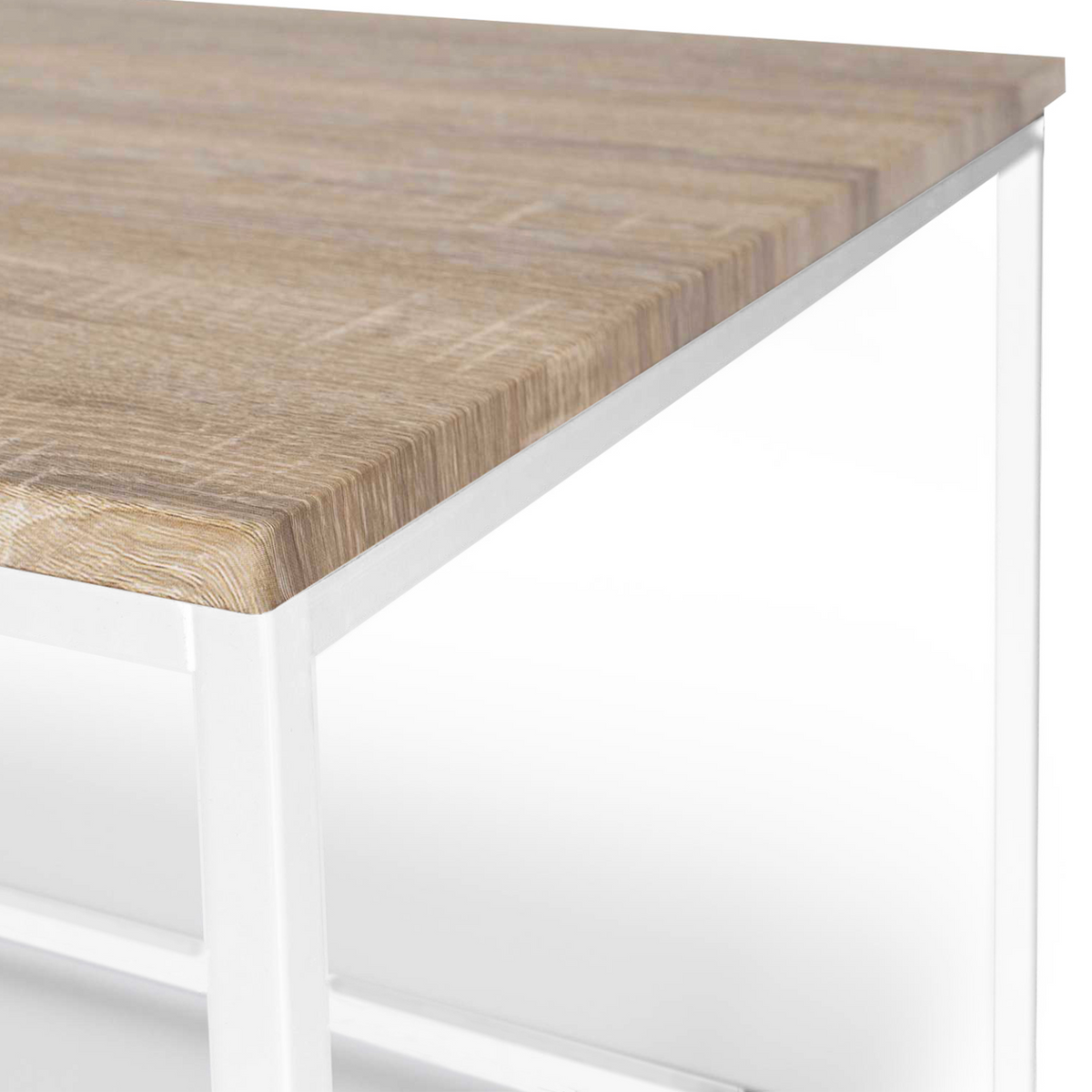 Table basse rectangulaire DETROIT 113 cm design industriel bois et métal blanc