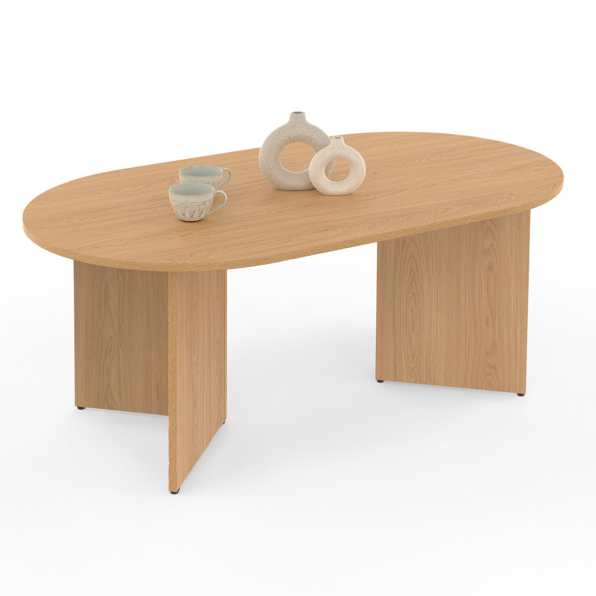Table basse ovale MARTHE 110 cm aspect hêtre