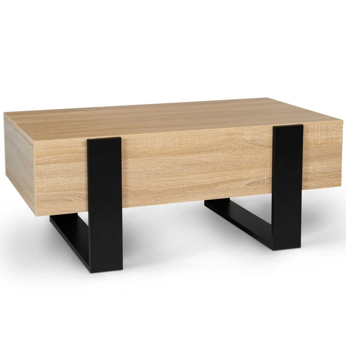 Table basse rectangulaire PHOENIX avec tiroirs 100 cm bois et noir