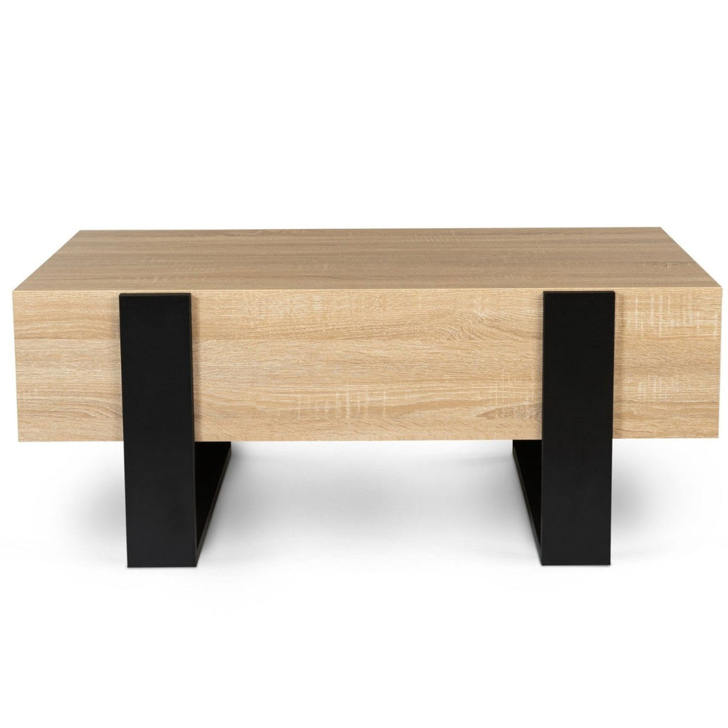 Table basse rectangulaire PHOENIX avec tiroirs 100 cm bois et noir