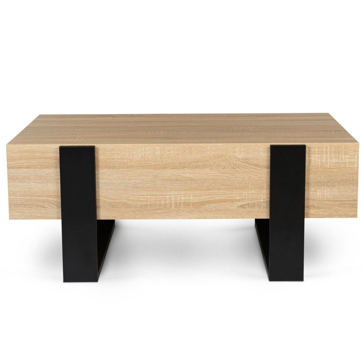 Table basse rectangulaire PHOENIX avec tiroirs 100 cm bois et noir