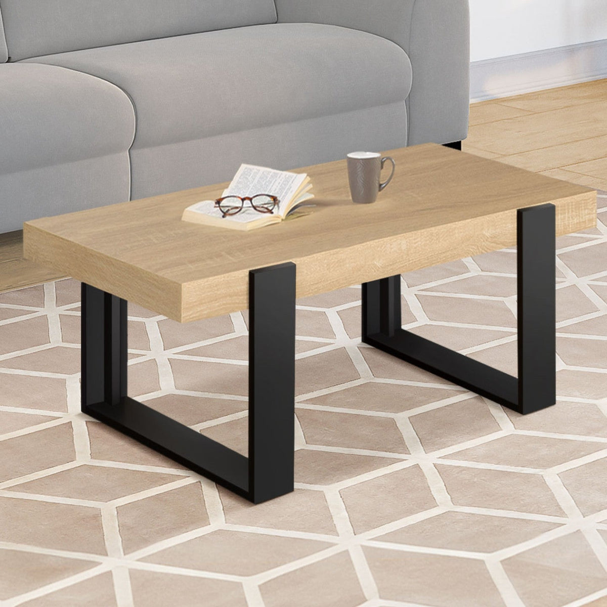 Table basse rectangulaire PHOENIX bois et noir