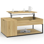 Table basse rectangulaire à plateau relevable DETROIT avec coffre, design industriel